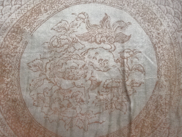 JAPANESE KIMONO / ANTIQUE MENS HAORI / SILK / TSUMUGI / LION (lining)